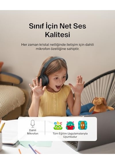 Soundform Mini Çocuk Kablosuz Kulaklık Siyah Dahili Mikrofon, 30 Saat Çalma, Eğlenceli Çıkartmalar, Apple iPhone Uyumlu,