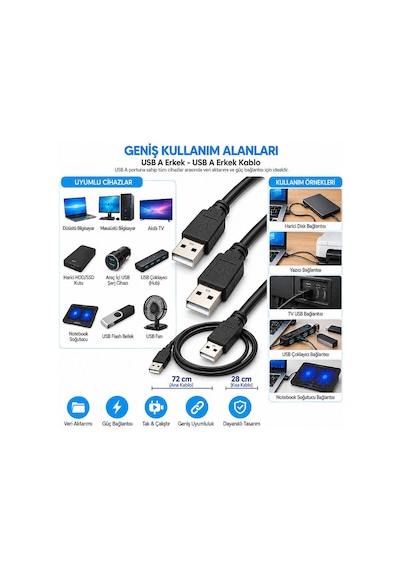 Harici Disk Hdd Harddisk Usb Y Kablo 3 Uçlu Veri Bağlantı