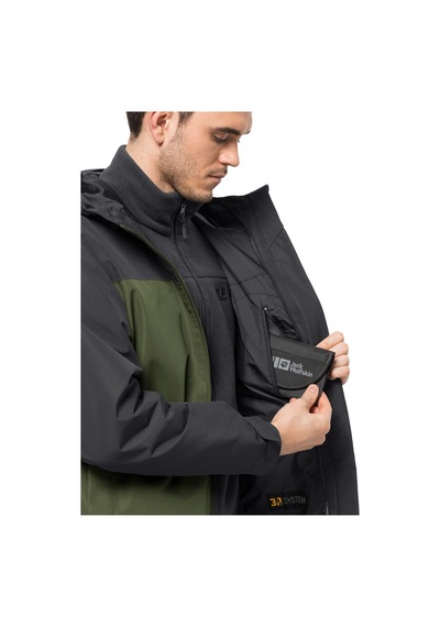 Jack Wolfskin Taubenberg 3ın1 Erkek Su Geçirmez Outdoor Mont Yeşi Yeşil