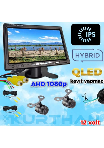 2 Ad150'' Geniş Açı Ahd 1080p Kelebek Kamera Ve 7 İnç Qled Ekran