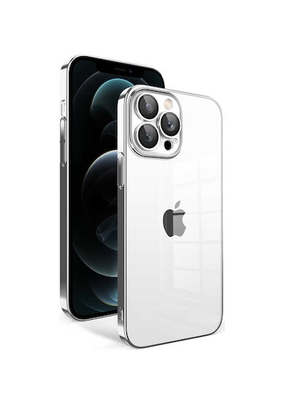 Apple Uyumlu iPhone 12 Pro Max Uyumlu Kamera Korumalı Renkli Çerçeveli Zore Garaj Kapak-gümüş -