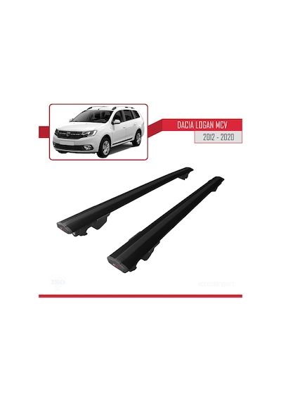 Dacia Logan Mcv 2012-2020 Arası İle Uyumlu Hook Model Anahtar Kilitli Ara Atkı Tavan Barı Siyah