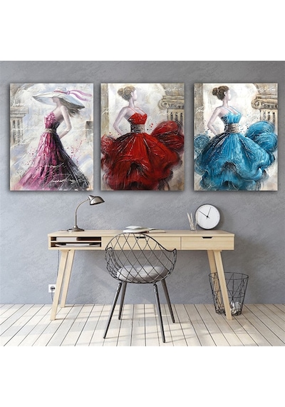 Kanvas Tablo 3 Lü Kızlar Set 80