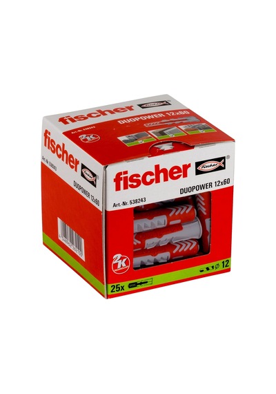 Duopower 12 X 60, Evrensel Dübel, Güçlü 2 Bileşenli Dübel, Beton, Tuğla, Taş Vb. Sabitlemek İçin Plastik Dübel, Vidasız, 25 Adet