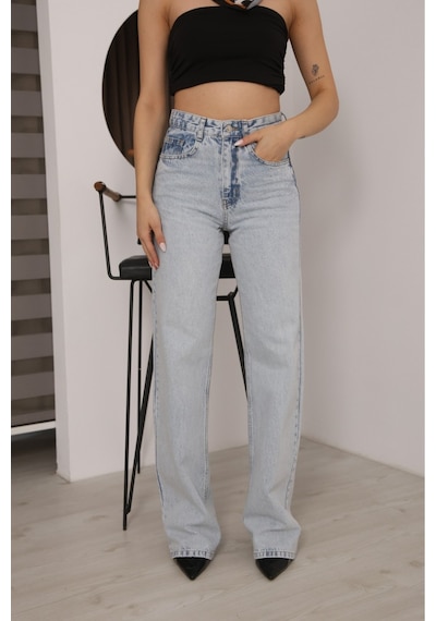 Modanida Kadın Buz Mavisi Yüksek Bel Palazzo Baggy Kot Pantolon Wide Leg Bol Paça Jean Kot Pantolon Gümüş Gümüş Modanida Kadın Buz Mavisi Yüksek Bel Palazzo Baggy Kot Pantolon Wide Leg Bol Paça Jean Kot Pantolon Gümüş Gümüş
