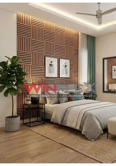 Winflex Mini Eko Akustik Ahşap Panel Teak Renk - 30x30cm 30x30cm