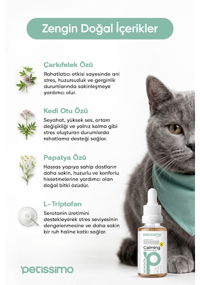 Petissimo Care Sakinleştirici Damla - Kedi Ve Köpekler İçin Doğal Anti Stress Rahatlatıcı Calming Liquid - 50 Ml