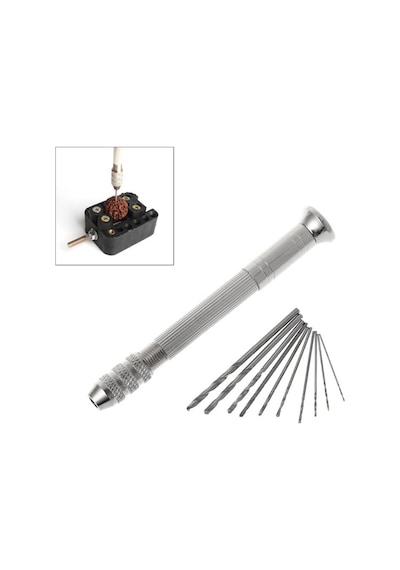 El Matkabı Mini + 10 Adet Matkap Ucu Ahşap Oyma Tesbih  Bileklik