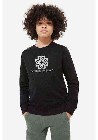Tshirthane Benjamin Baskılı Unisex Çocuk Siyah Sweatshirt Siyah