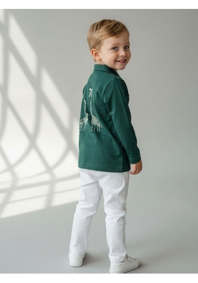 Zekids Erkek Bebek Zürafa Baskılı Uzun Kollu T-shirt-16938 Yeşil