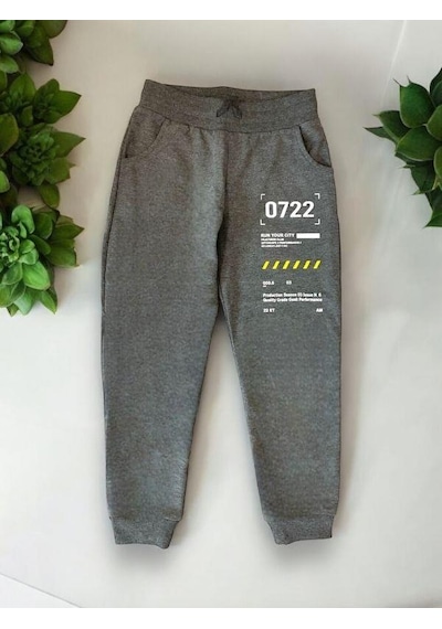 Zekids Erkek Çocuk Run Your City Yazılı Eşofman Alt-14208 Gri