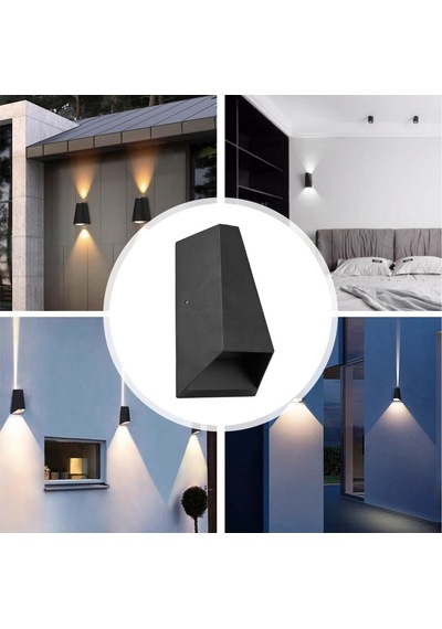 Elektrikle Çalışır, 6 Watt, 3200 Kelvin Sarı Işık Ledli İç Ve Dış Mekan Led Aplik, Çift Yönlü Aplik Siyah