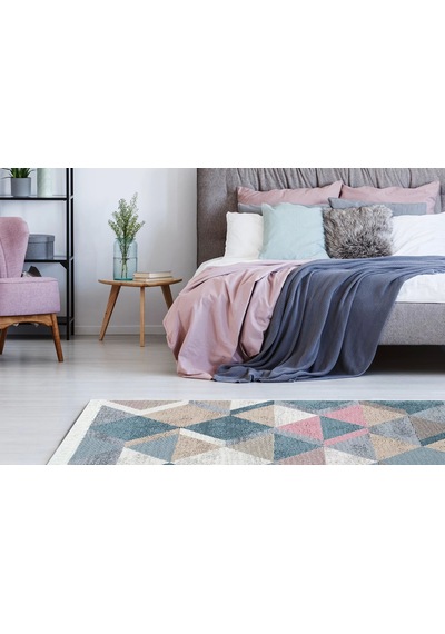 Arya Ar 10 Blue Pink %100 Geri Dönüşümlü Pamuktan Çift Taraflı Yıkanabilir Modern Dekoratif Kilim
