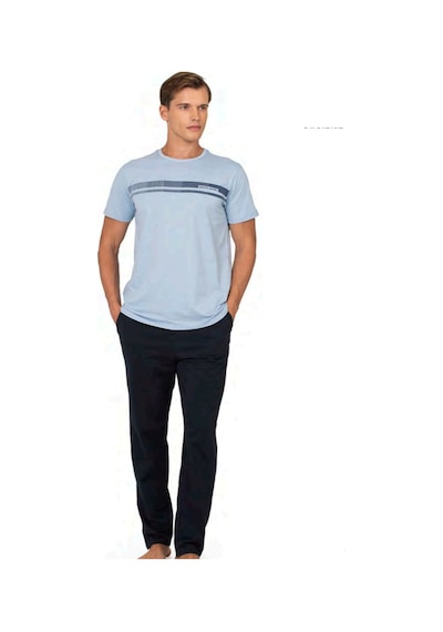Pierre Cardin 6128 Erkek Kısa Kollu Bisiklet Yaka Pijama Takımı-mavi