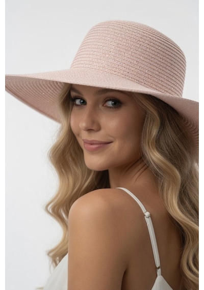 Mollycrush Kadın Hediyelik Yazlık Toz Pembe Fötr Şapka Plaj Ve Günlük Kullanıma Uygun Model Toz Pembe