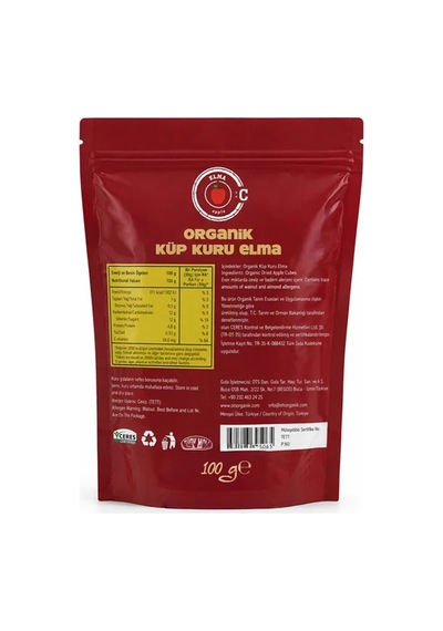 Ots Organik Organik Kuru Küp Elma 100 G