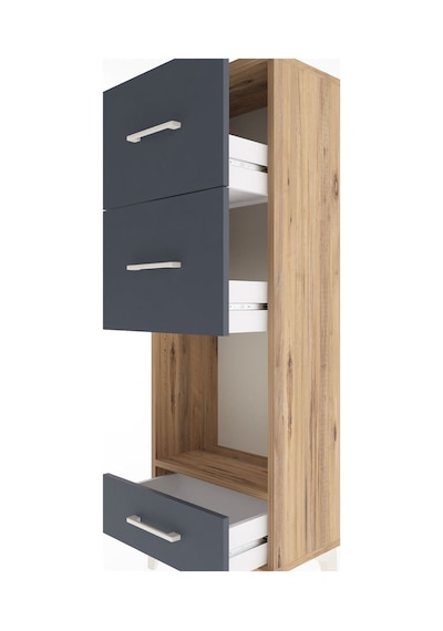 Arges Dolap Tek Raflı 3 Çekmeceli 44x30x134 Çam-antrasit Atlas Çam