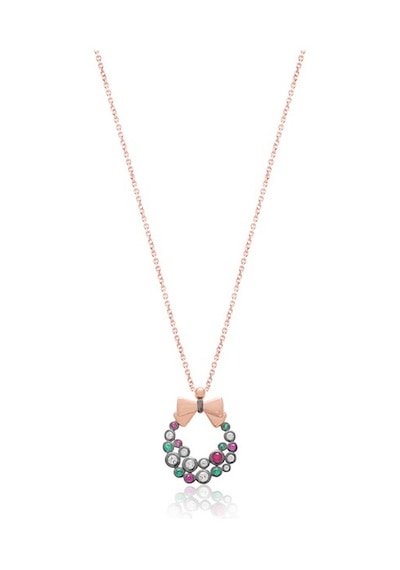 Cosar Silver 925 Ayar Zirkon Taşlı Noel Desenli Kolye Rose