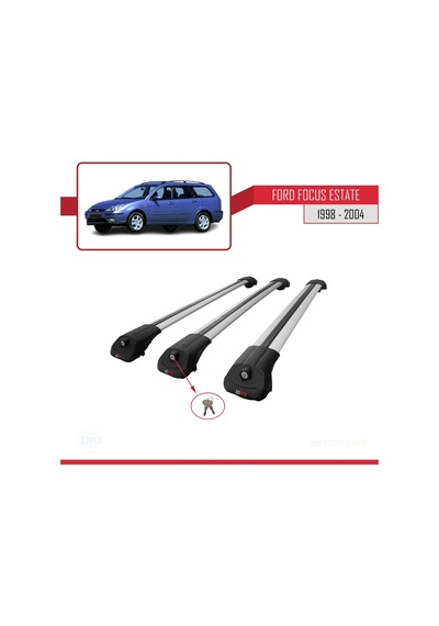 Ford Focus Estate C170 1998-2004 Arası İle Uyumlu Ace-1 Ara Atkı Tavan Barı Gri 3 Adet Bar