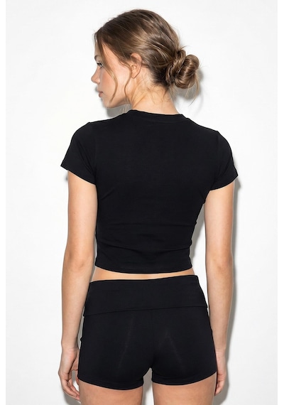 Shade Kadın Kısa Kollu Bisiklet Yaka Crop T-shirt 60286904 - Siyah