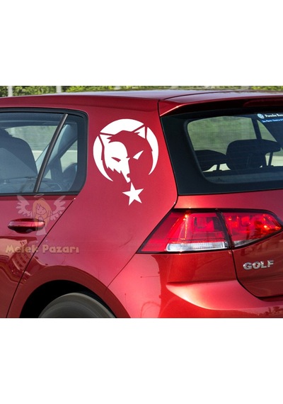 Kurt Ve Ay Yıldız Araba Sticker, Oto Çıkartma