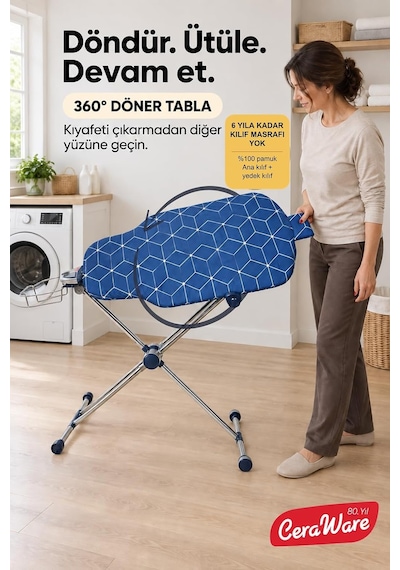 Tr Ware Nero Air 360 Premium Ütü Masası 360 Döner Tabla, Hafif Ve Stabil Tasarım-lacivert Genel