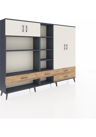 Arges Dolap 12 Raflı 4 Çekmeceli 4 Kapaklı 220x30x163 Antrasit-ay Antrasit-aytaşı/çam Arges Dolap 12 Raflı 4 Çekmeceli 4 Kapaklı 220x30x163 Antrasit-ay Antrasit-aytaşı/çam