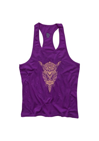 Bluu Owl Fitness Gym Tank Top Sporcu Atleti Mor