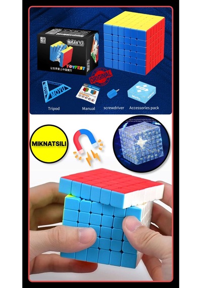 Moyu Meilong 6x6 Manyetik Bloklar 6m V2 - Mıknatıslı Standlı Tornavidalı Stickersız Zeka Küp
