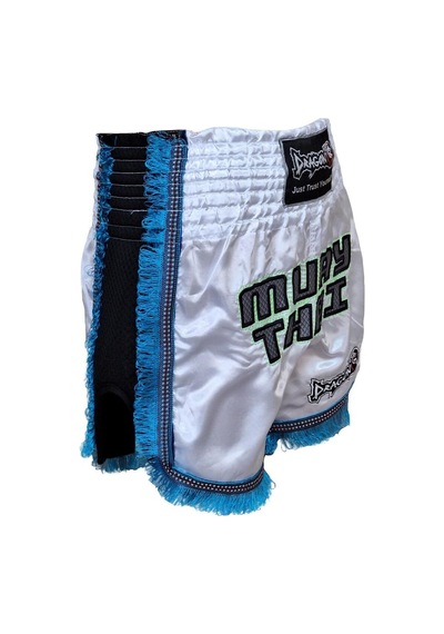 Dragondo Mt3020 Apache Muaythai Şort Beyaz Püsküllü Muay Thai Şortu Beyaz