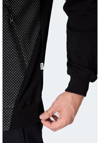 Slazenger Flame Erkek Kapüşonlu Cepli Siyah Sweatshirt Siyah