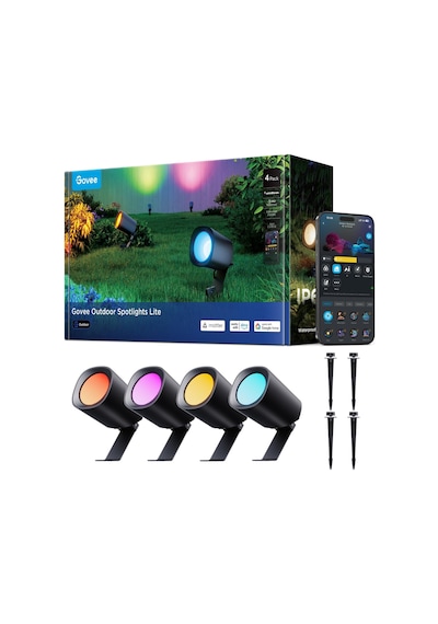 Govee Dış Mekan Led Spot Işığı Lite, Ip67 Plastik Bahçe Aydınlatması, Yol İçin Rgbwıc Dış Mekan Spot Işığı, 64 Mod Ve 16 Milyon Renk İle Dimbar 350lm, Google Assistant, Matter İle Çalışır. 4 Paket Siyah Govee Dış Mekan Led Spot Işığı Lite, Ip67 Plastik Bahçe Aydınlatması, Yol İçin Rgbwıc Dış Mekan Spot Işığı, 64 Mod Ve 16 Milyon Renk İle Dimbar 350lm, Google Assistant, Matter İle Çalışır. 4 Paket Siyah