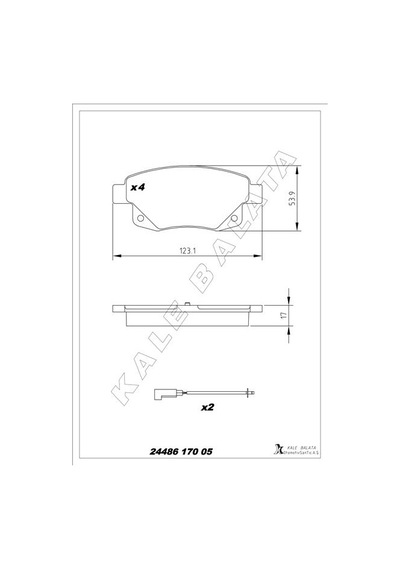 Kale 24486 170 05 Ans Kd20 Arka Fren Balatası Transıt V347-v348 06 11 Fişli Me6c1j2m008ab-6c112m008af-1371454 -