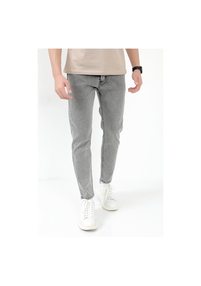 Giysa Erkek Skinny Jean Gri Kar Yıkama Düğme Kapamalı Likralı Kot Pantolon - 5602 Gri