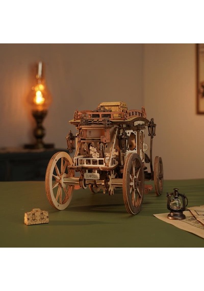 Rokr Amka1 Müzik Kutusu Stage Coach Music Box Dıy Mechanical 3d Wooden Puzzle Maket Model Seti 3d Model Kit Detaylı Dekoratif Hobi Seti Ahşap Maket Hareketli