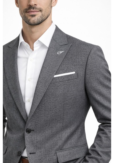 Suitmen Erkek Silim Fit Yelekli Çift Yırtmaçlı Takım Elbise Bgl-st05328 Koyu Gri