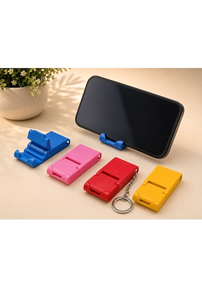 Veriqo 3d Katlanabilir Telefon Standı Mini Telefon Tutucu Katlanır Masaüstü Telefon Standı Anahtarlıklı Mavi