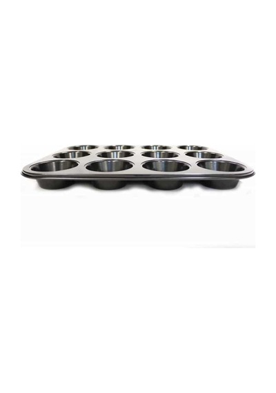 Metaltex 12'Li Muffin Çelik Teflon Kek Kalıbı 35 Cm Siyah