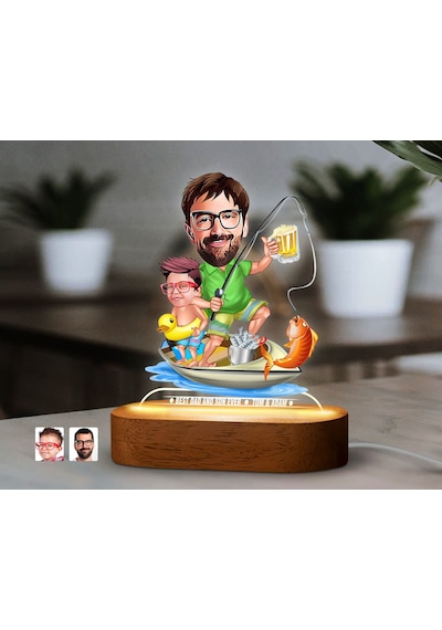 Bk Gift Kişiye Özel Baba-oğul Karikatürlü Dekoratif 3d Biblo Led Işıklı Gece Lambası-10, Babaya Hediye, Babalar Günü Hediyeleri Kobitmeyen138262 Bk Gi