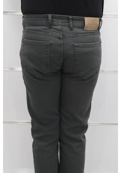 Dmctekstil Hacker Denim Erkek Haki Yeşil Normal Bel Rahat Kesim Dar Paça Jean Pantolon
