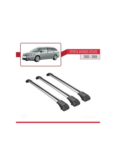 Toyota Avensis Sw 2003-2009 Arası İle Uyumlu Ace-1 Ara Atkı Tavan Barı Gri 3 Adet Bar