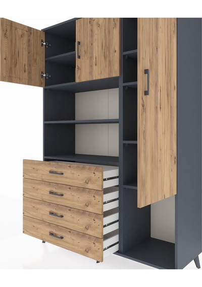 Hyperion Dolap 8 Raflı 4 Çekmeceli 3 Kapaklı 132x44x195 Antrasit-çam/çam Atlas Çam/atlas Çam - Antrasıt Hyperion Dolap 8 Raflı 4 Çekmeceli 3 Kapaklı 132x44x195 Antrasit-çam/çam Atlas Çam/atlas Çam - Antrasıt