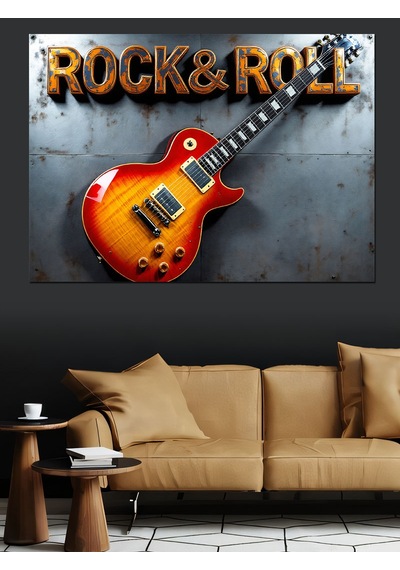 Rock & Roll Gitarı Dekoratif Kanvas - Mdf Ahşap Tablo