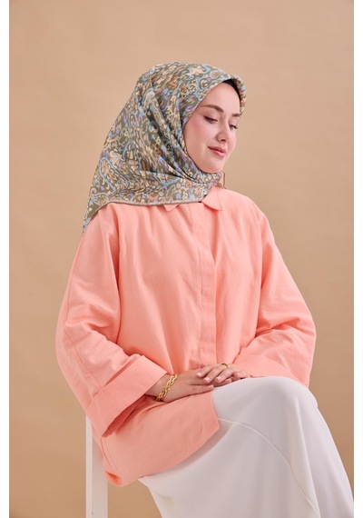 Silk Home Twill İpek Eşarp 11478-26 Sisli Yeşil, Bebe Mavi, Somon, Taş