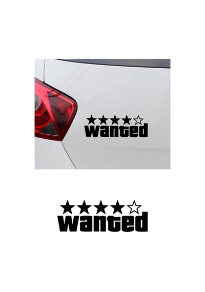 Wanted Aranıyor Oto Sticker Araba Etiket Siyah Renk 20cm