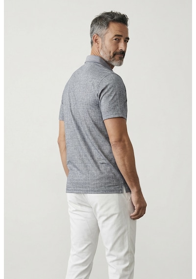 Erkek Simenti Yakalı Cepli Desenli Açık Lacivert Tshirt