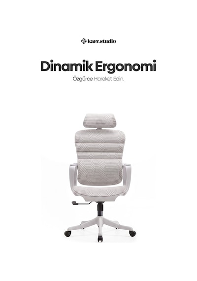 Rosso Ergonomik Çalışma Koltuğu - Sabit Kolçak - Beyaz