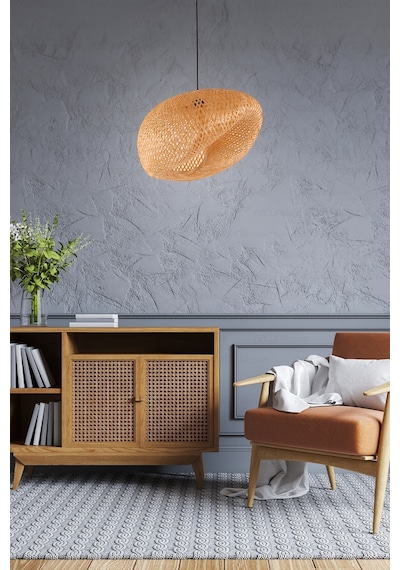 Bohem Bambu Asimetrik Sarkıt Avize Lamba 58cm - Iskandinav, Modern, Bohem, Rattan Aydınlatma Bambu