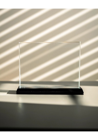 Yaşayan Cam 20x15 Cm - Yatay Kristal Cam Premium Kaideli Masaüstü Dekor