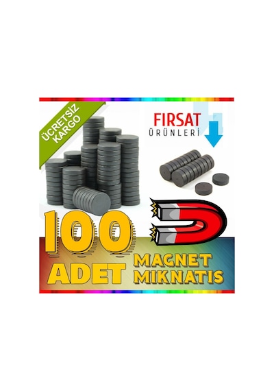 100 Adet Mıknatıs Yuvarlak Mıknatıs Süsleme Magnet 14X3 MM